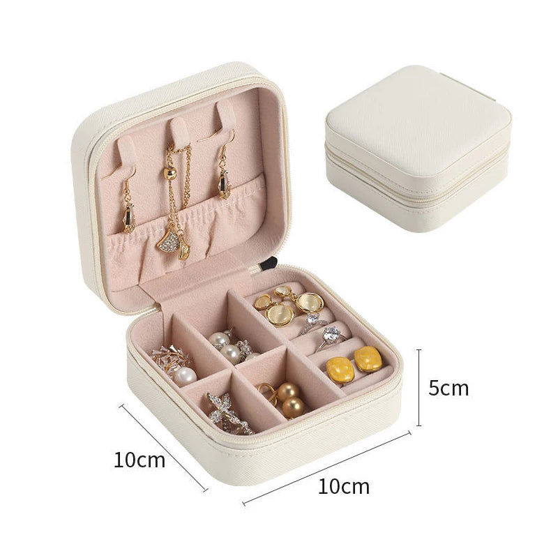 Caja de Joyería de Madera de Doble Capa - Organizador con Cuero PU y Espejo