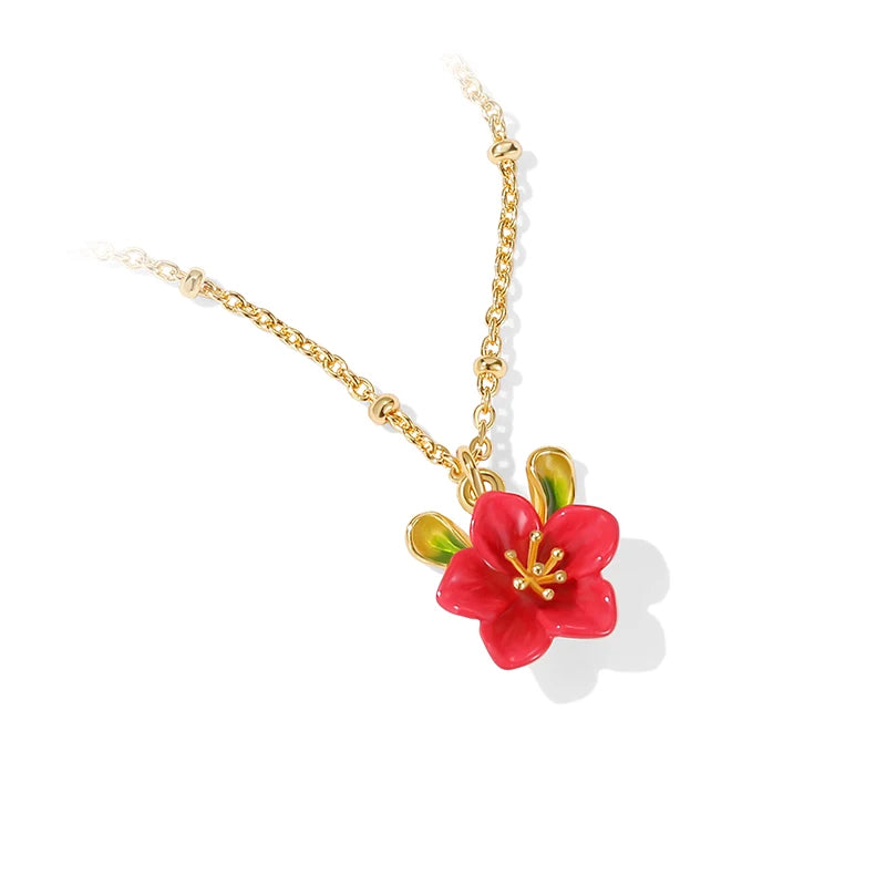 Collar Minimalista Francés de Begonia - Conjunto de Joyería de Lujo 'Baño de Oro Real de 10K"
