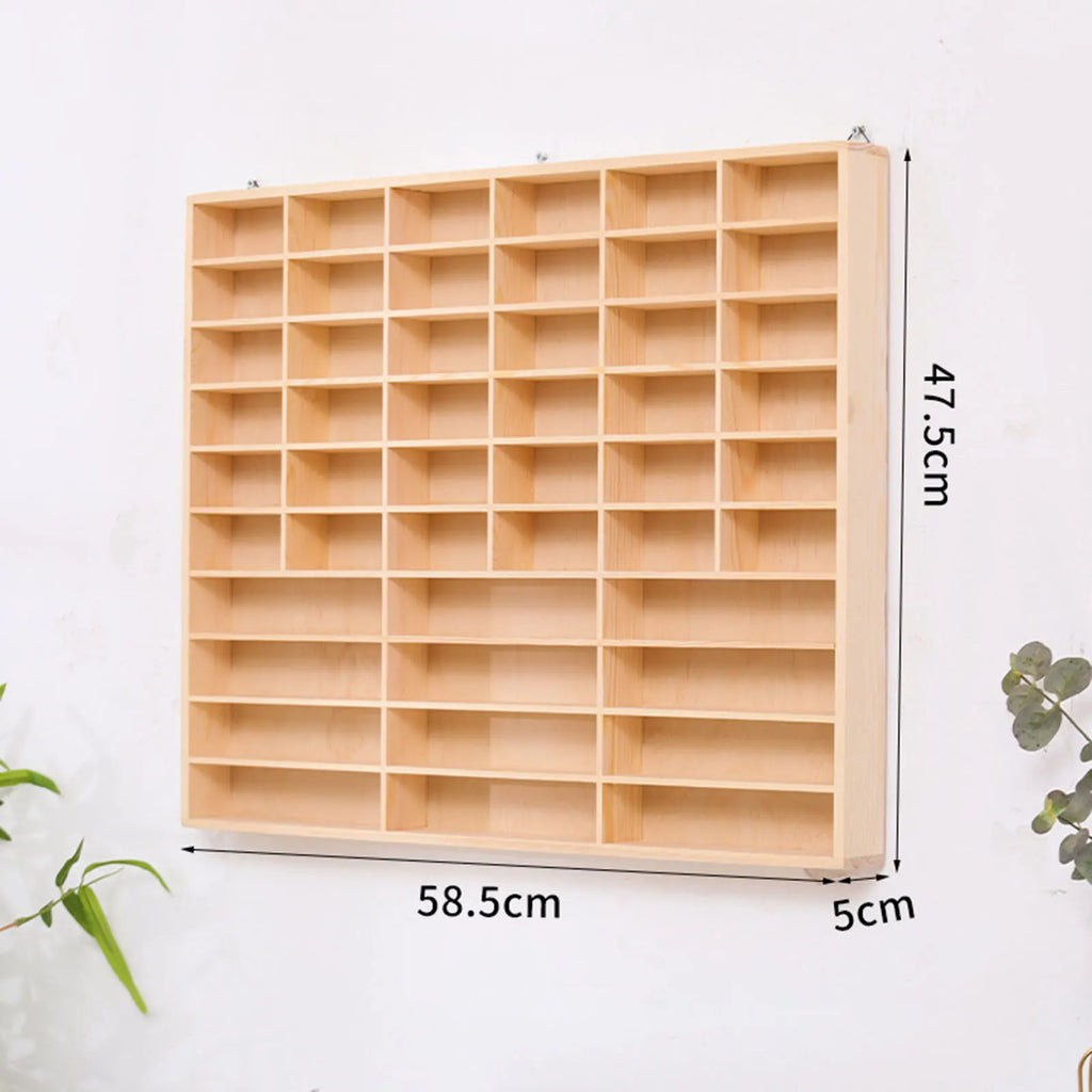 Vitrina de Madera para Autos de Juguete - Organizador Mural con Puerta Antipolvo 60 Espacios
