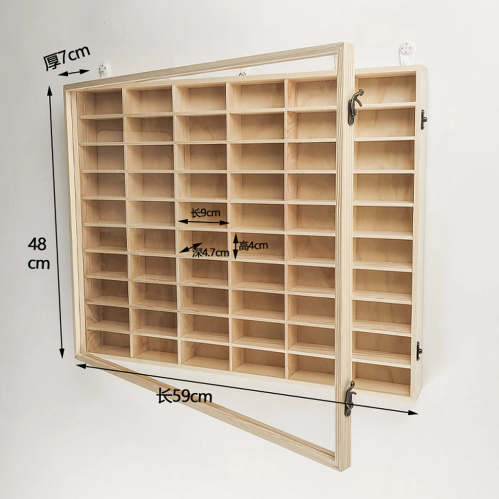 Vitrina de Madera para Autos de Juguete - Organizador Mural con Puerta Antipolvo 60 Espacios