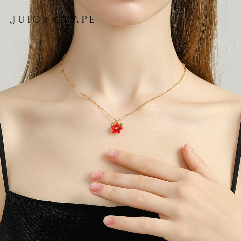 Collar Minimalista Francés de Begonia - Conjunto de Joyería de Lujo 'Baño de Oro Real de 10K"