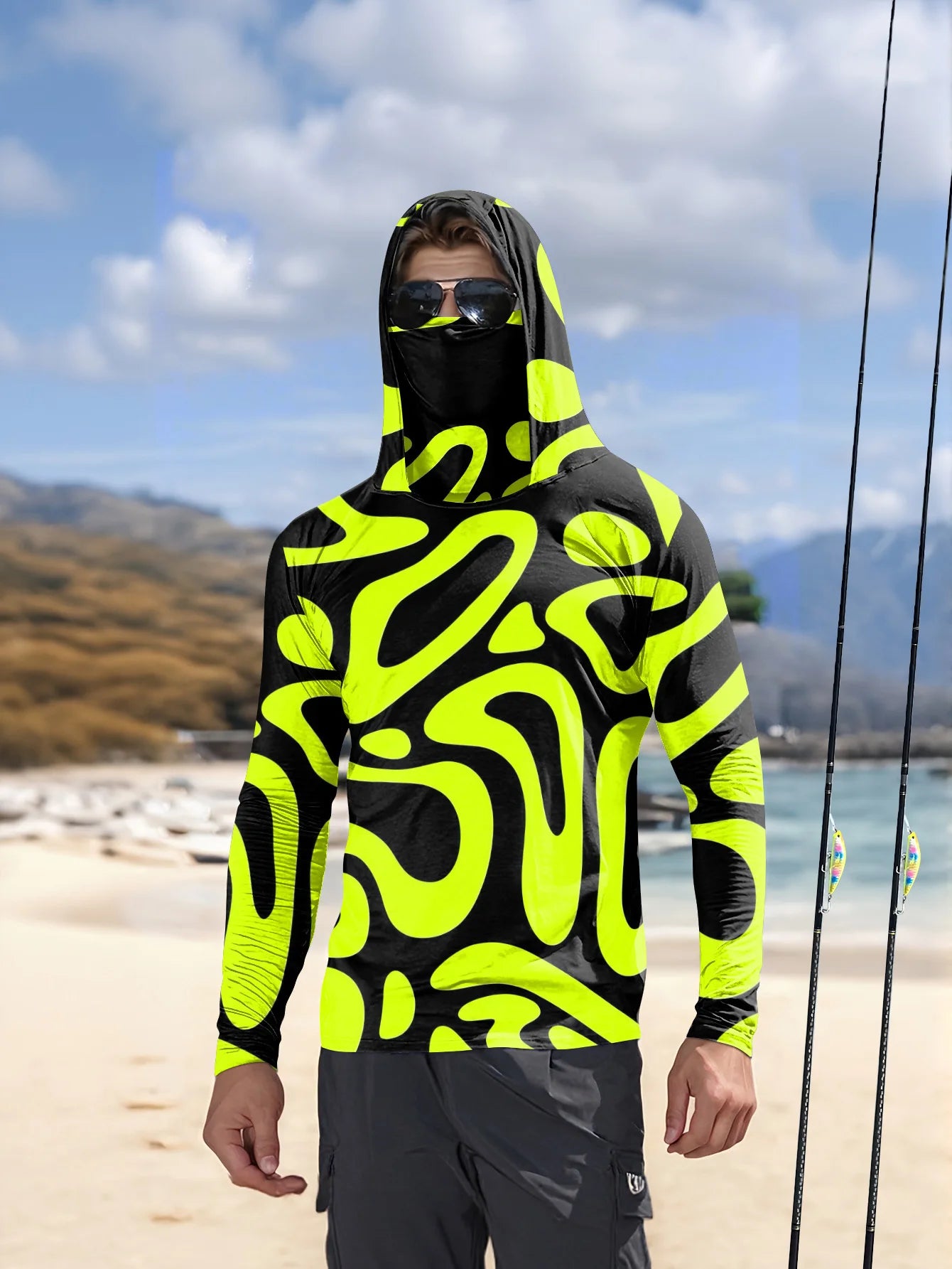 Camisa de Manga Larga para Hombre, Nuevo Estilo Verano 2026 con Estampado 3D, para Uso Deportivo y Casual, Cómoda y Suave