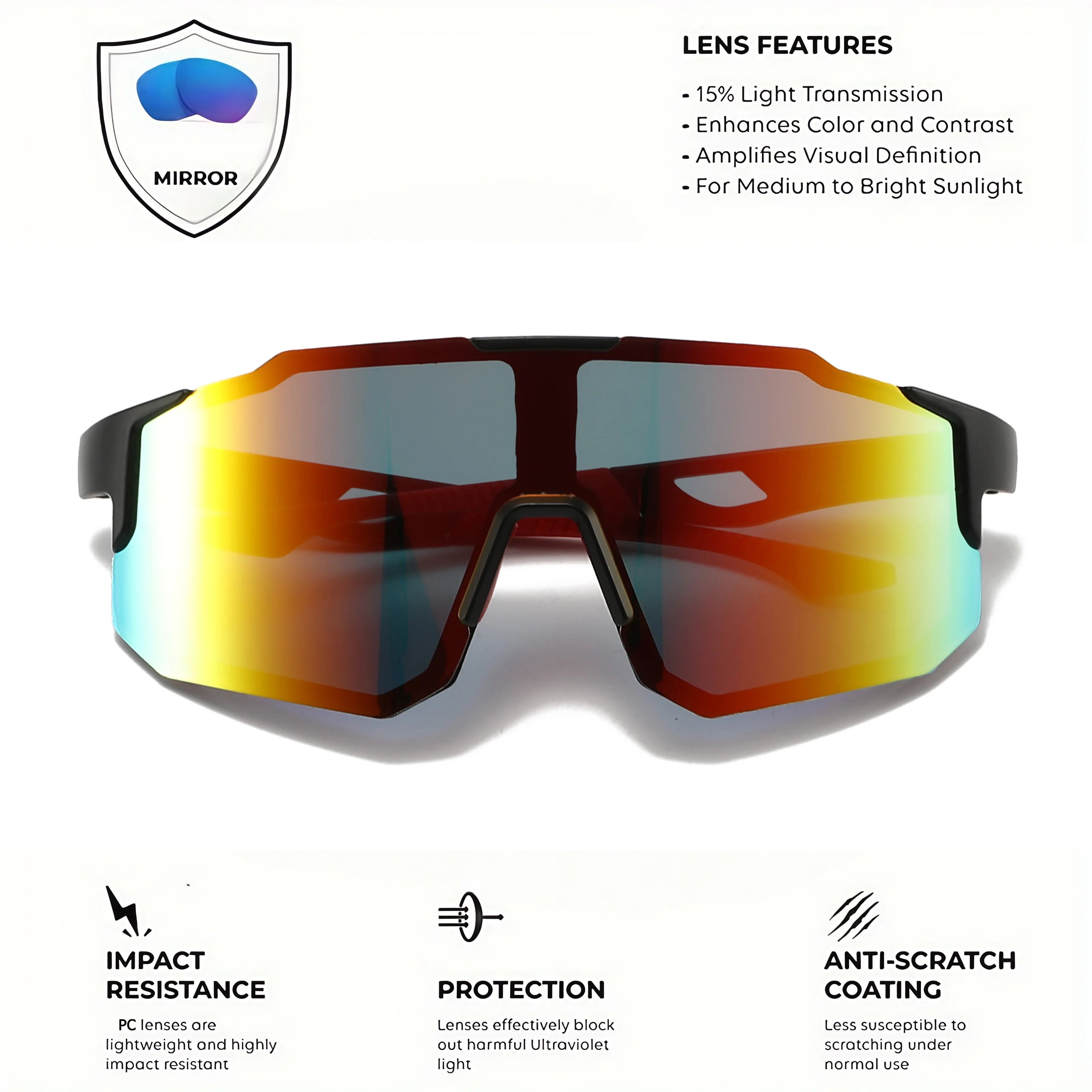 Lentes de Sol Deportivos Oversize con Protección UV400 - Unisex