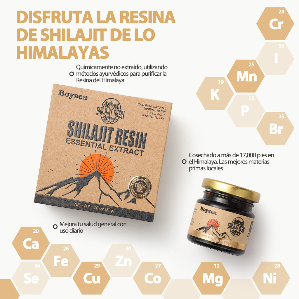 Shilajit del Himalaya Windboss – Pura y Orgánica | +85 Minerales | 50g para Energía, Concentración y Vitalidad