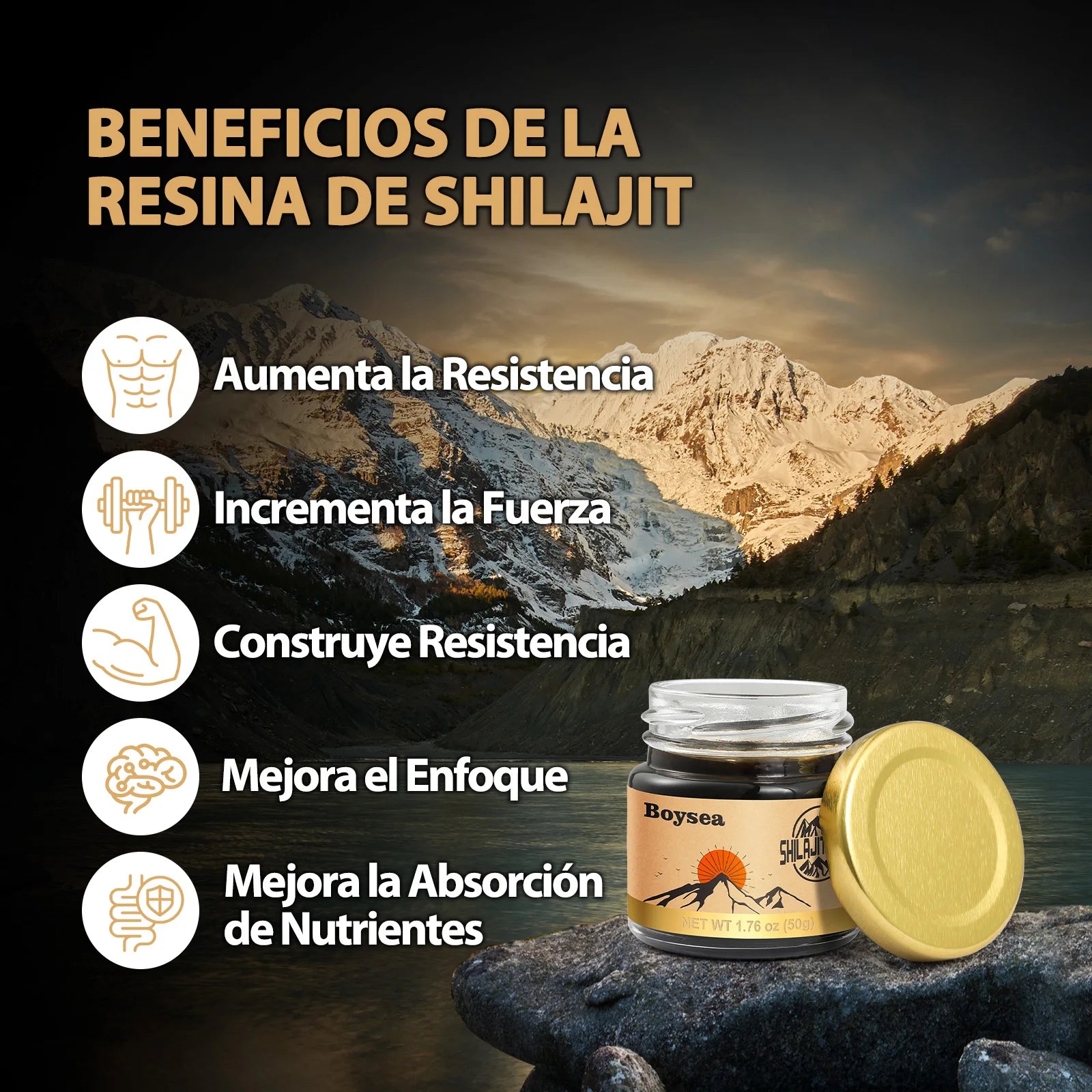 Shilajit del Himalaya Windboss – Pura y Orgánica | +85 Minerales | 50g para Energía, Concentración y Vitalidad