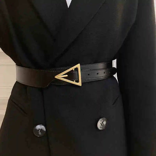 Cinturón Ancho para Mujer – Piel Genuina, Estilo Minimalista Elegante