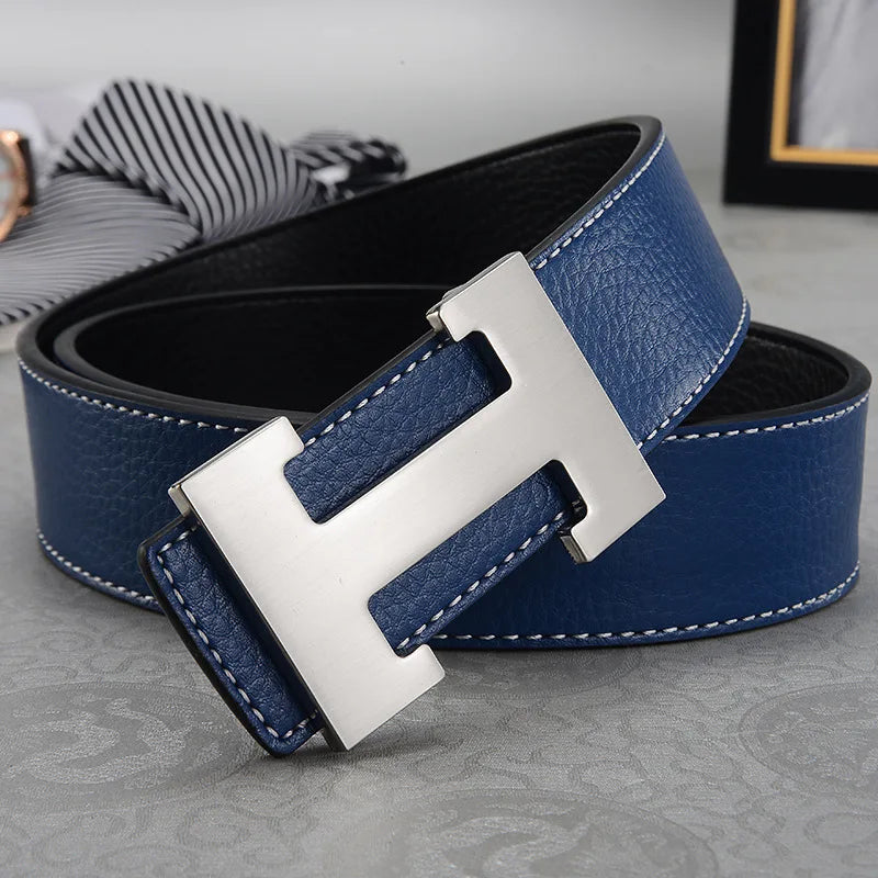 Cinturón de Cuero Genuino 3.8cm – Hebilla Metálica, Estilo Lujo Unisex Diferentes tonalidades