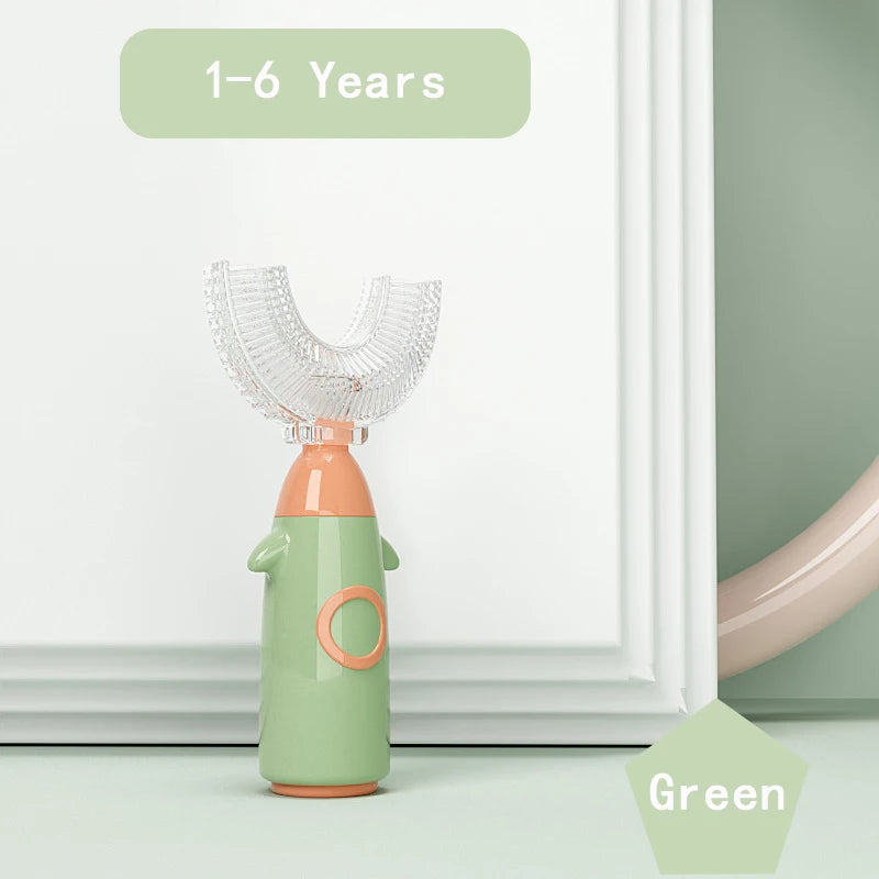 Cepillo de Dientes de Silicona en Forma de U 360° para Niños y Bebés (1 a 12 Años)