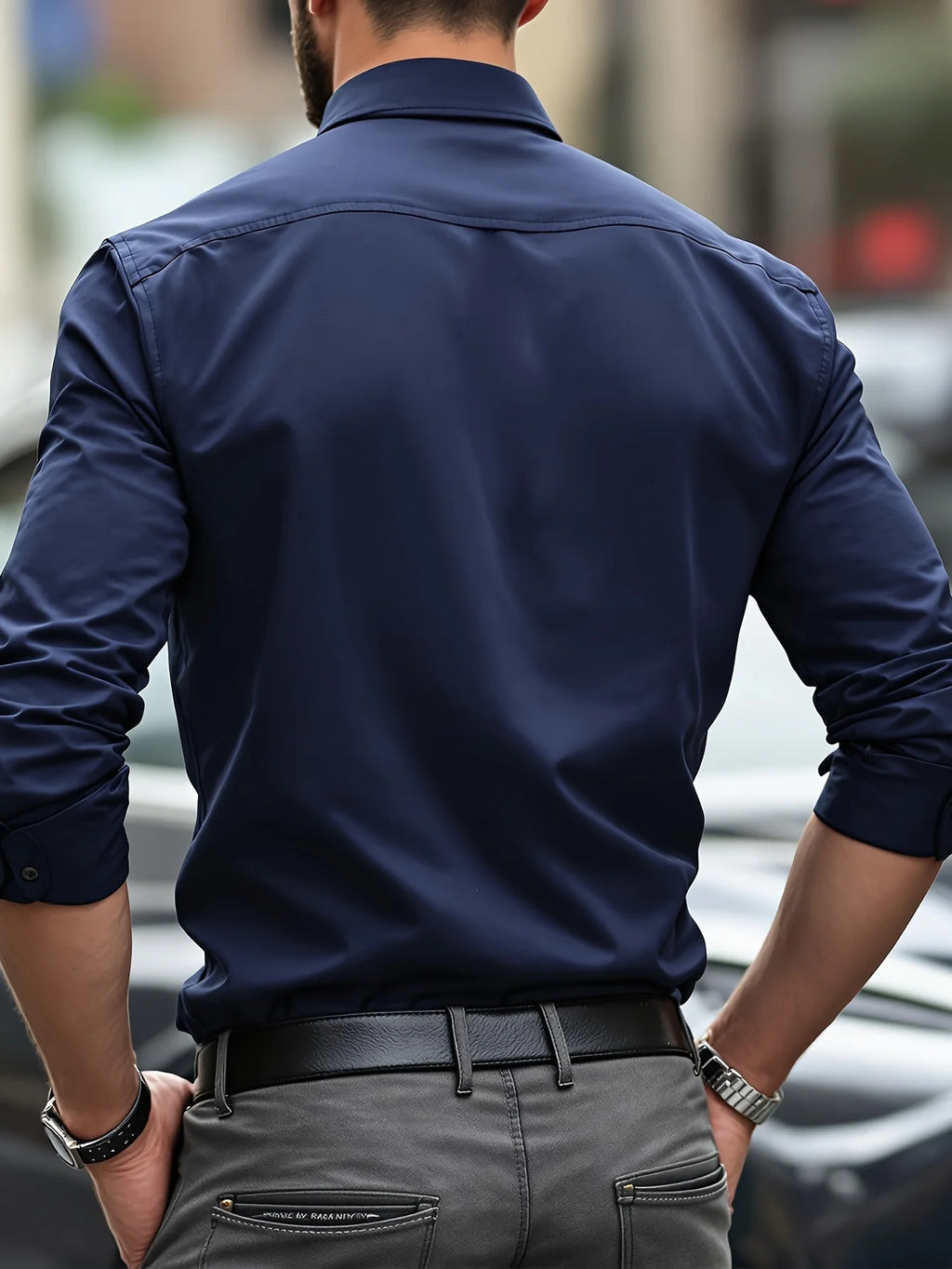 Camisa de Hombre Elegante – Manga Larga, Clásica, Antipelusa, Moda Europea