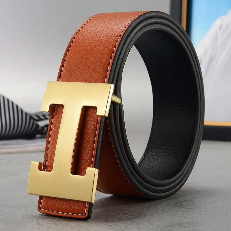 Cinturón de Cuero Genuino 3.8cm – Hebilla Metálica, Estilo Lujo Unisex Diferentes tonalidades