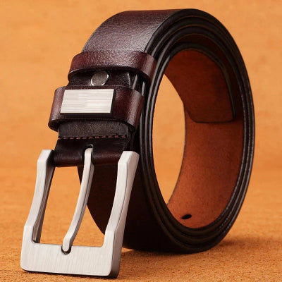 Cinturón de Piel para Hombre – Hebilla Clásica Vintage, Diseño de Lujo Tallas Extra