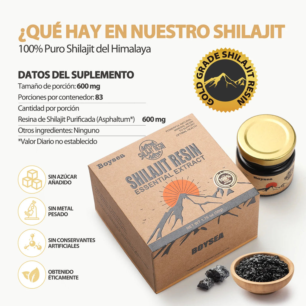 Shilajit del Himalaya Windboss – Pura y Orgánica | +85 Minerales | 50g para Energía, Concentración y Vitalidad