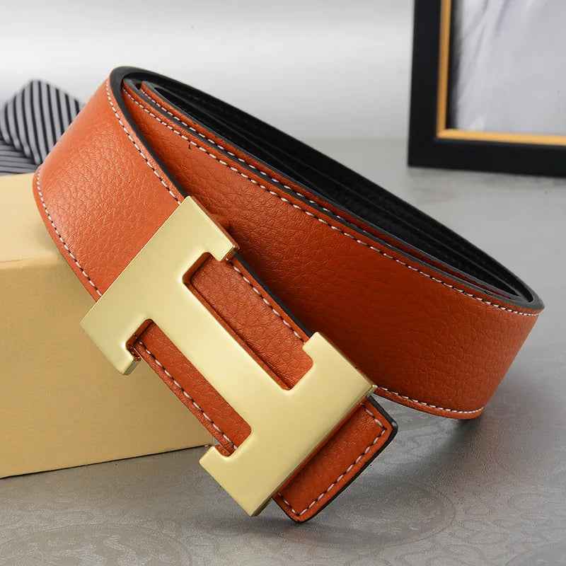 Cinturón de Cuero Genuino 3.8cm – Hebilla Metálica, Estilo Lujo Unisex Diferentes tonalidades