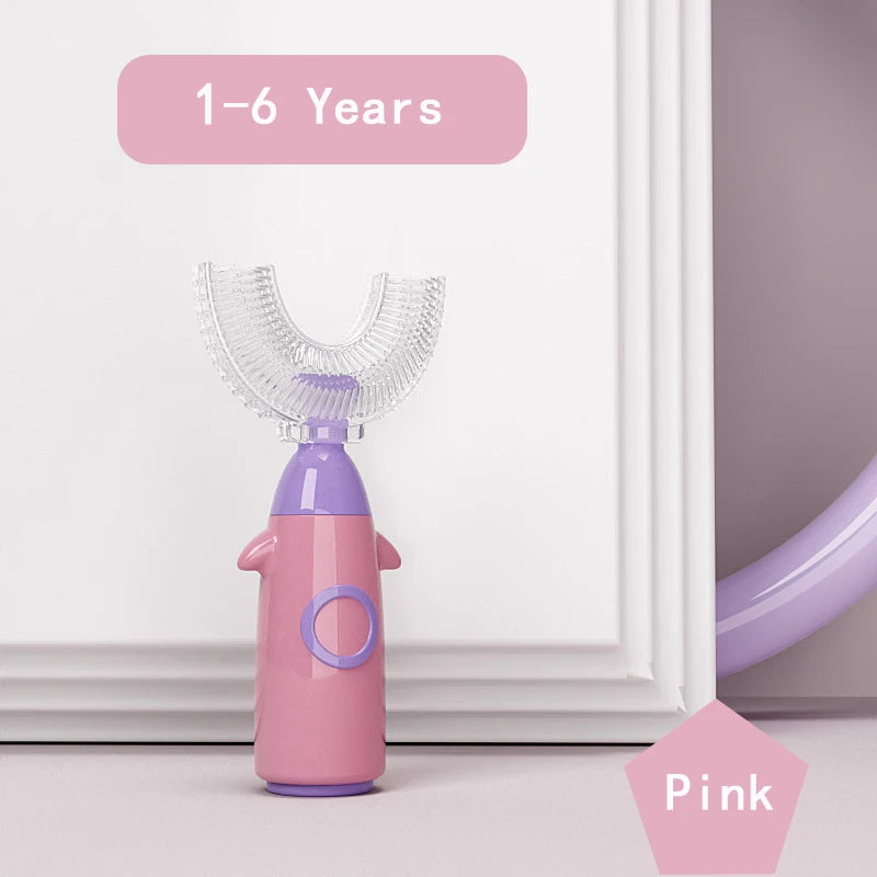 Cepillo de Dientes de Silicona en Forma de U 360° para Niños y Bebés (1 a 12 Años)