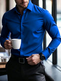 Camisa de Hombre Elegante – Manga Larga, Clásica, Antipelusa, Moda Europea