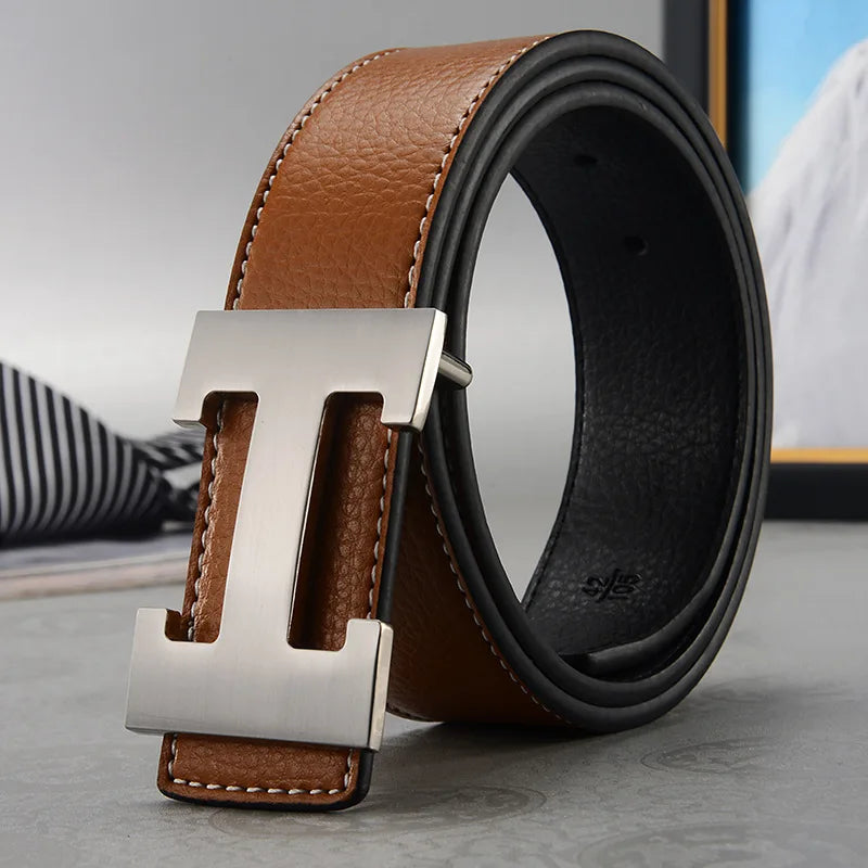 Cinturón de Cuero Genuino 3.8cm – Hebilla Metálica, Estilo Lujo Unisex Diferentes tonalidades