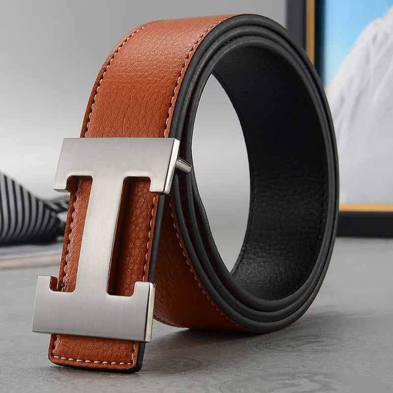 Cinturón de Cuero Genuino 3.8cm – Hebilla Metálica, Estilo Lujo Unisex Diferentes tonalidades