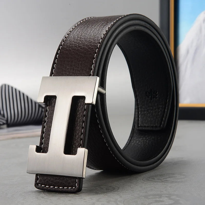 Cinturón de Cuero Genuino 3.8cm – Hebilla Metálica, Estilo Lujo Unisex Diferentes tonalidades