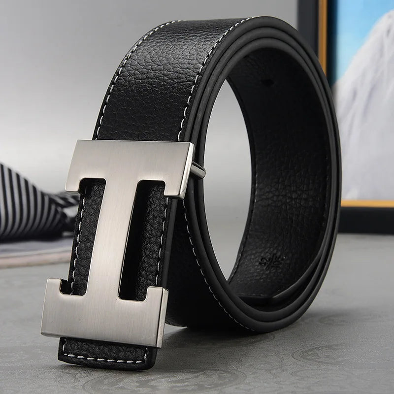 Cinturón de Cuero Genuino 3.8cm – Hebilla Metálica, Estilo Lujo Unisex Diferentes tonalidades
