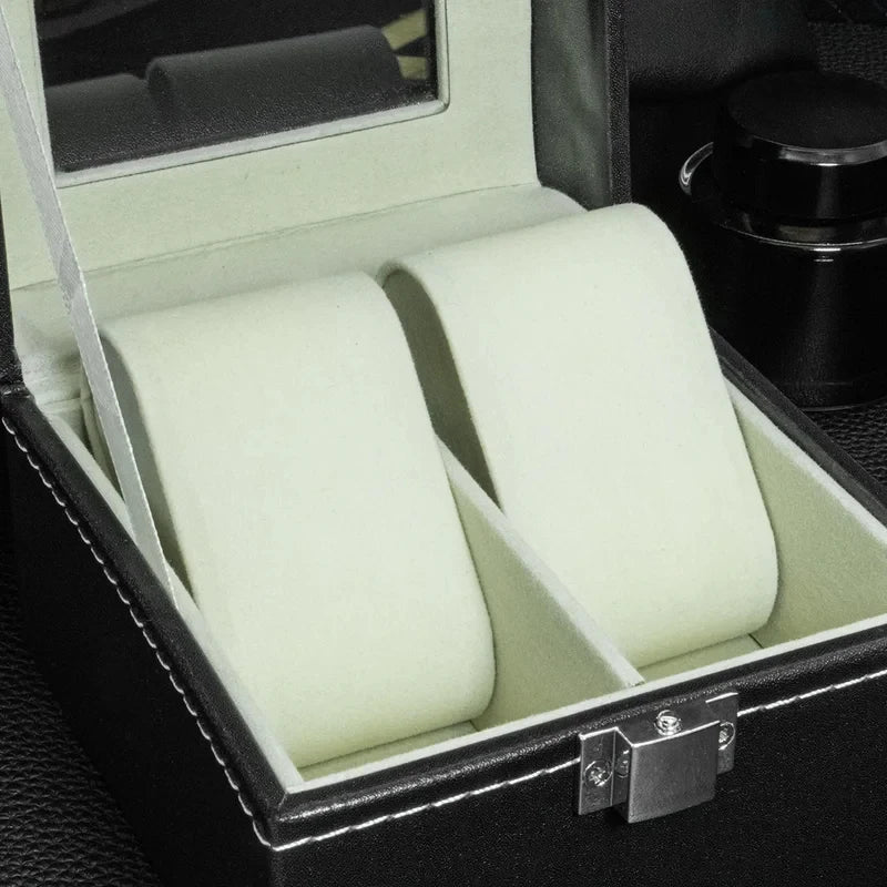 Caja Expositora de Relojes para Hombre – Organizador de Piel con Tapa de Vidrio y Soporte
