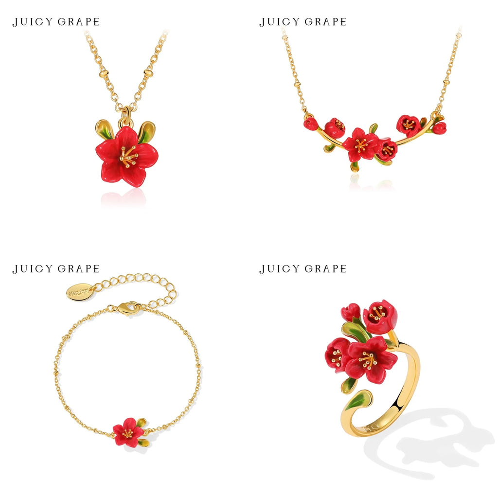 Collar Minimalista Francés de Begonia - Conjunto de Joyería de Lujo 'Baño de Oro Real de 10K"