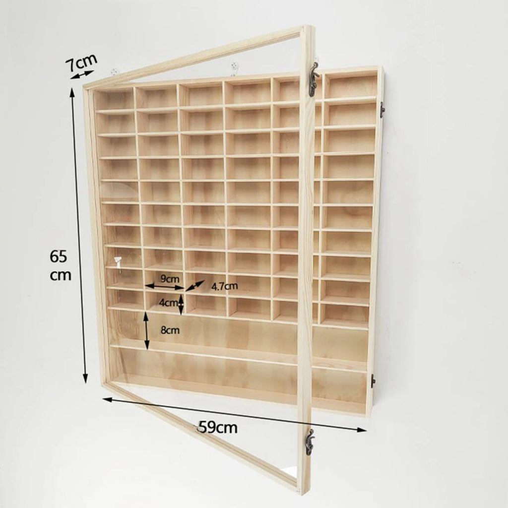 Vitrina de Madera para Autos de Juguete - Organizador Mural con Puerta Antipolvo 60 Espacios