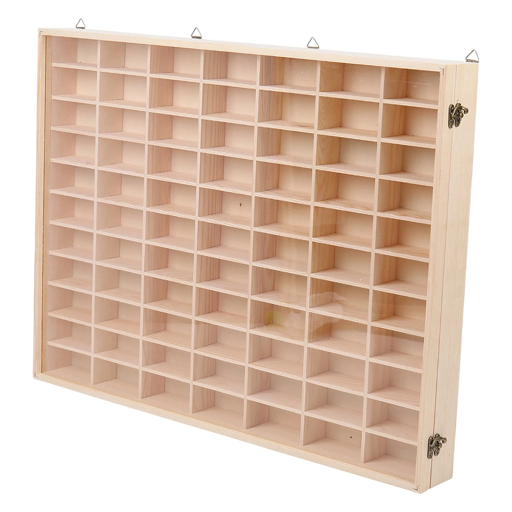 Vitrina de Madera para Autos de Juguete - Organizador Mural con Puerta Antipolvo 60 Espacios