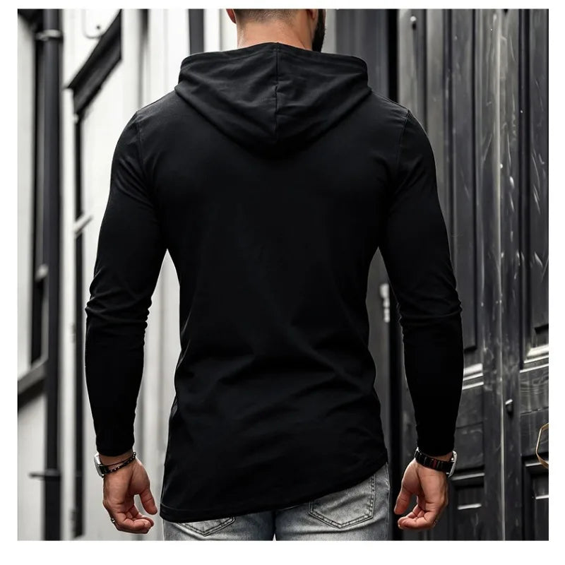 Camiseta de Manga Larga con Capucha para Hombre - Estampado 3D Casual