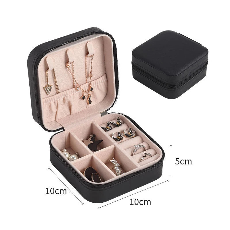 Caja de Joyería de Madera de Doble Capa - Organizador con Cuero PU y Espejo
