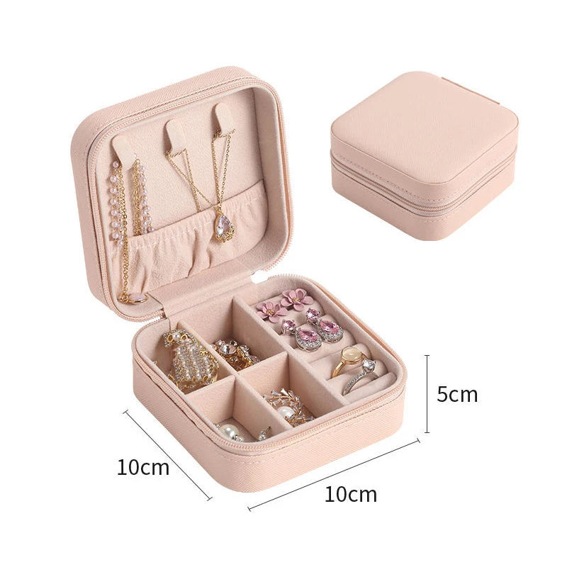 Caja de Joyería de Madera de Doble Capa - Organizador con Cuero PU y Espejo